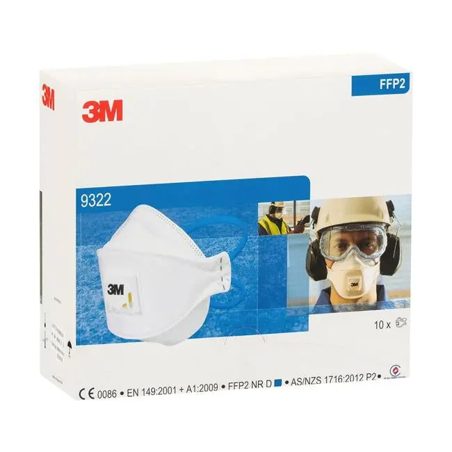 3M Aura 9322A+ Flat-Fold N95 Respirator – White, P2 Rated, Pack Of 10 1