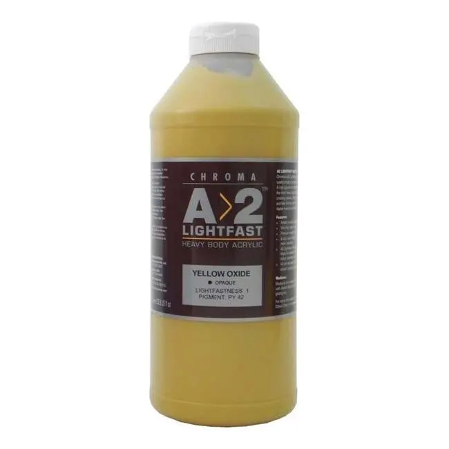 A2 Lightfast Heavy Body Acrylic Paint – Yellow Oxide, 1-Litre Tube 1