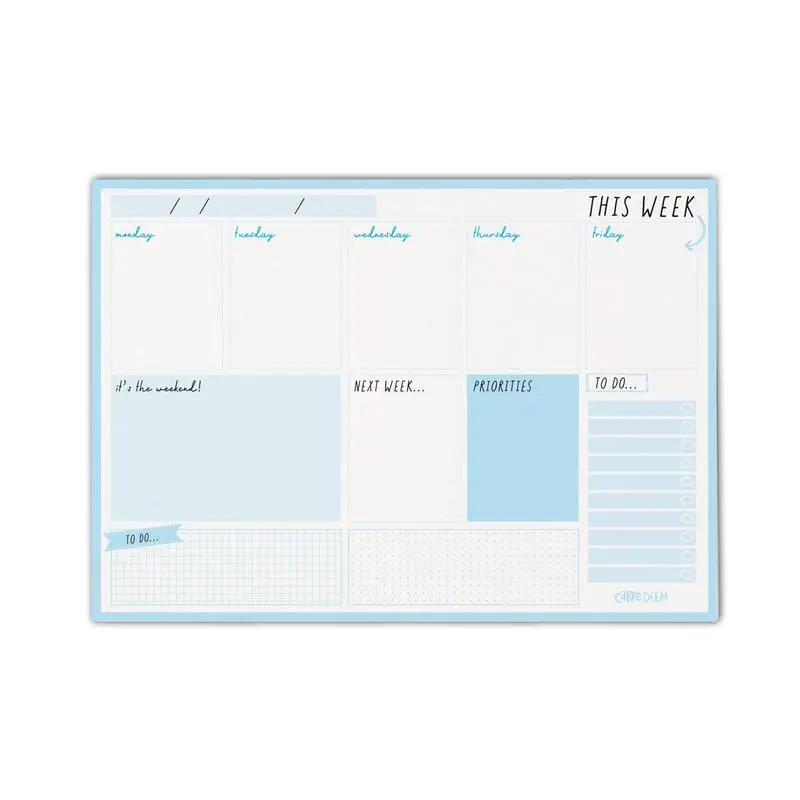 Acme Sky Blue Weekly Planner Pad – 60 Perforated Sheets, Compact Format (1000171) 1