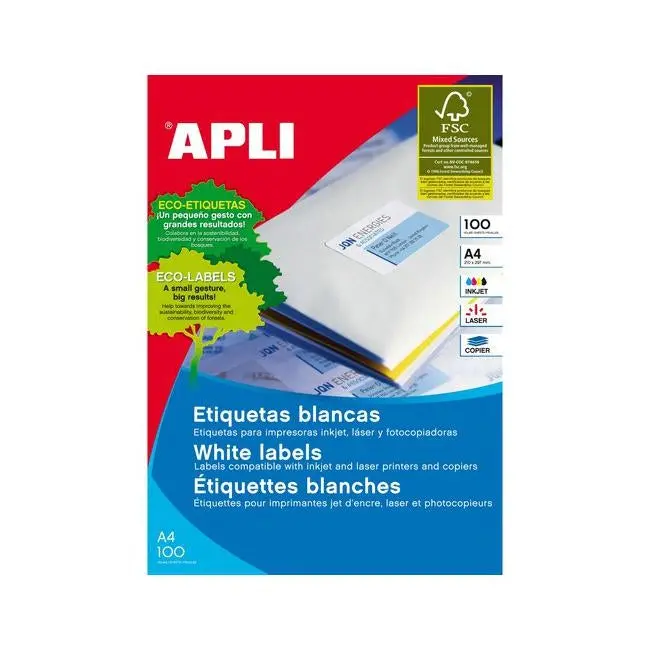 Apli A4 Round Labels – 63.5×38.1Mm, 100 Sheets Per Pack 1