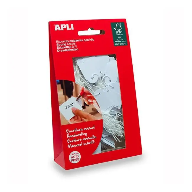 Apli White Handwriting Strung Tickets – 22 × 35Mm, Pack Of 100 1