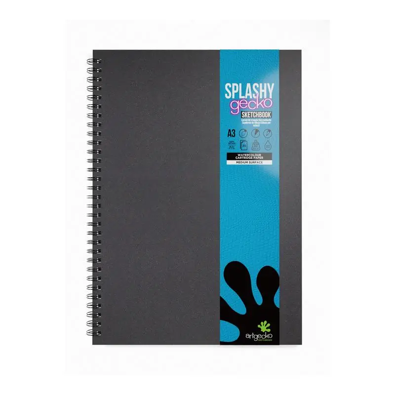 Artgecko A3 Splashy Sketchbook – 40 Pages, 300Gsm Heavyweight Paper For Wet Media 1