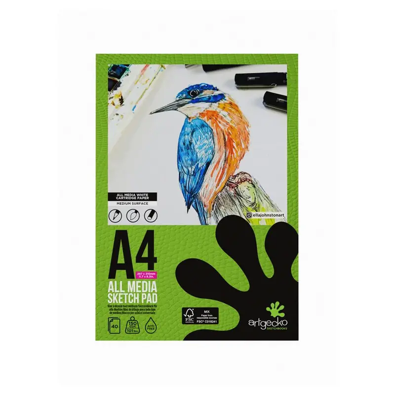 Artgecko A4 Pro Sketchpad – 40 Sheets Of Premium 150Gsm White Paper (Gec001) 1