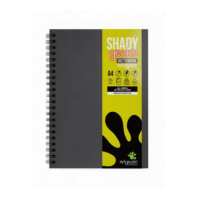 Artgecko A4 Shady-Themed Sketchbook – 80 Pages, 200Gsm Black Cardstock 1