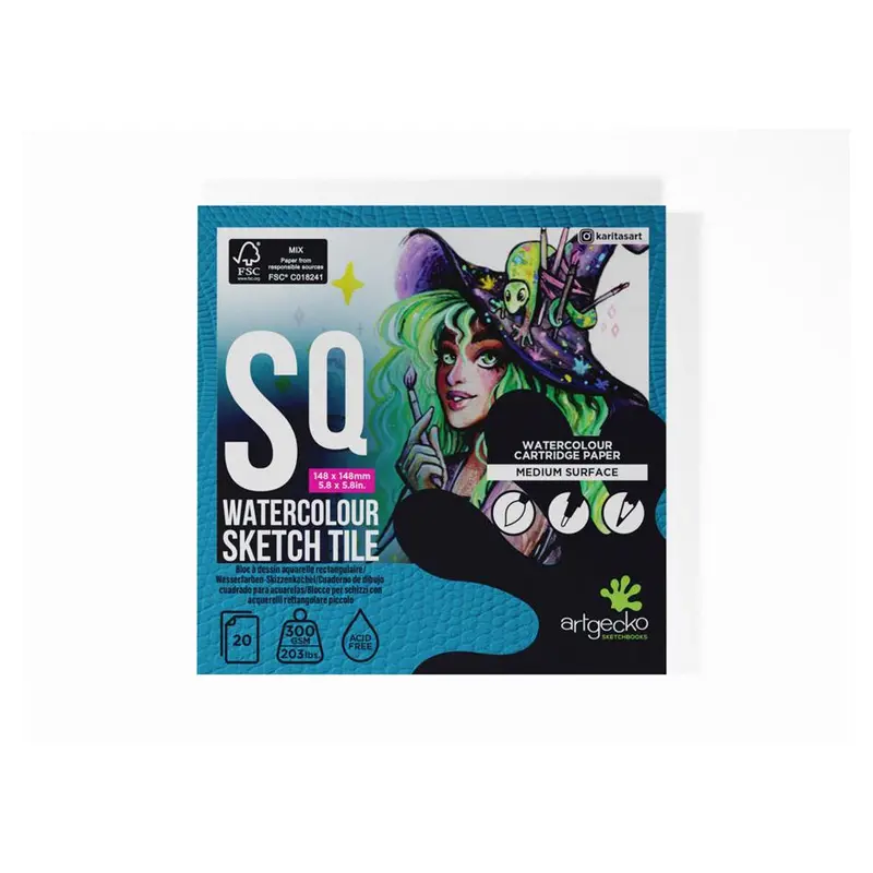 Artgecko Watercolor Sketch Tile Pad – 148Mm Format, 300Gsm, 20 Sheets 1