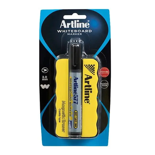 Artline 577 Magnetic Whiteboard Marker Set With Eraser Caddy 1