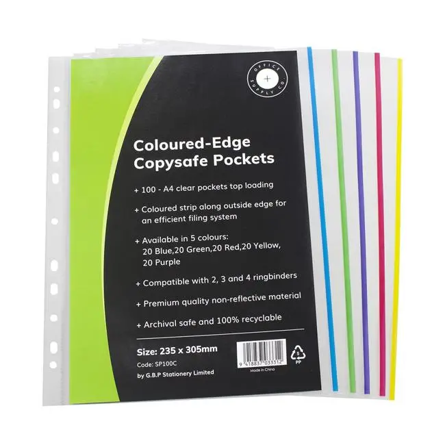 Assorted-Colour A4 Copysafe Pockets – Pack Of 100 By Okin 1
