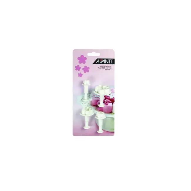 Avanti Rose-Themed Fondant Cutter Set – 4-Piece Decorative Tool Kit 1