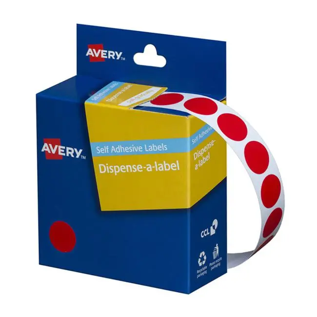 Avery Dmc14R Red Round Label Dispenser – 14Mm, 1050-Count Pack 1