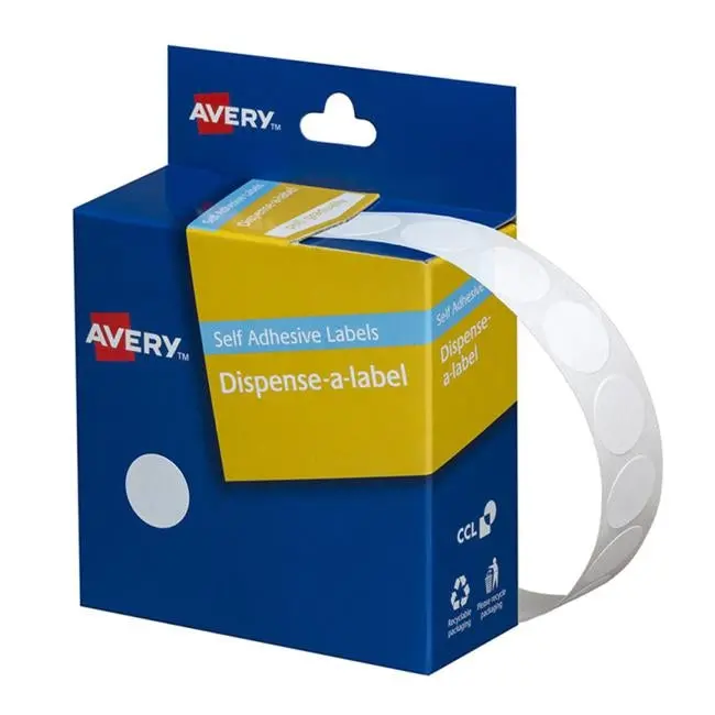 Avery Dmc14W Label Dispenser – White Round, 14 Mm Diameter, 1200 Labels 1