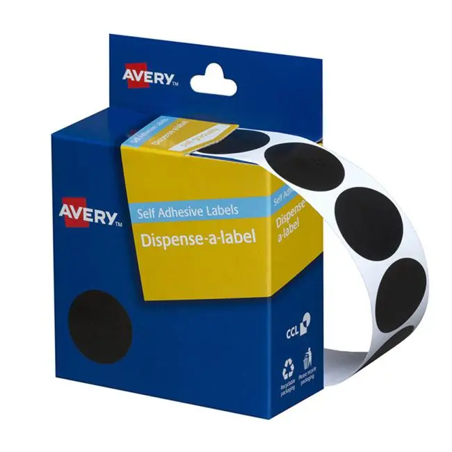 Avery Dmc24Bl Label Dispenser – Black Round, 24 Mm Diameter, 500 Labels 1