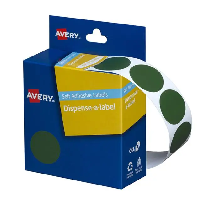 Avery Dmc24G Label Dispenser – Green Round, 24 Mm Diameter, 500 Labels 1