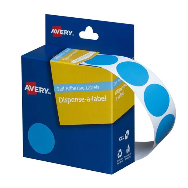 Avery Dmc24Lb Light Blue Round Label Dispenser – 24Mm, 500-Count Pack 1