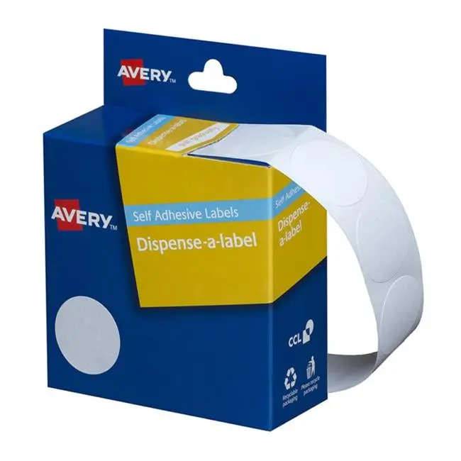 Avery Dmc24W Label Dispenser – White Round, 24 Mm Diameter, 550 Labels 1