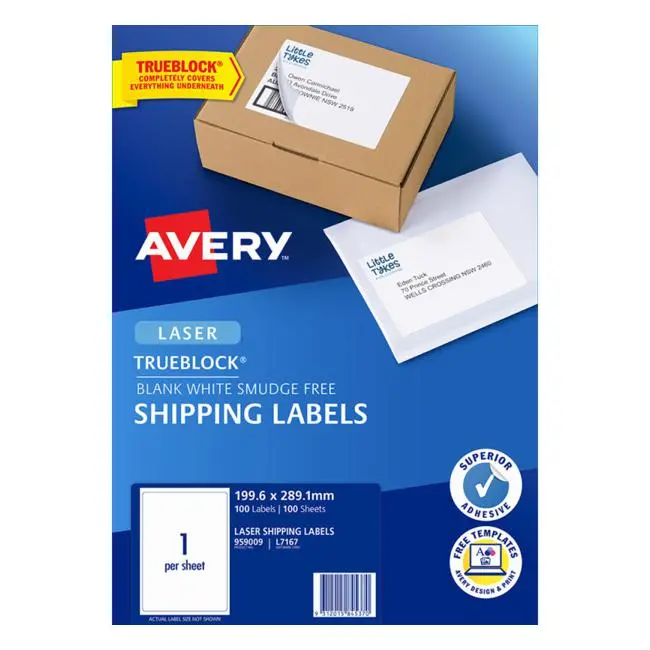 Avery High-Yield Laser Labels – A4 Format, 1 Per Sheet, 100 Sheets 1