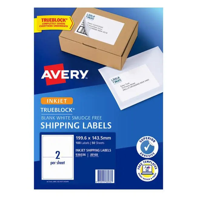 Avery J8168-50 Inkjet-Printable Label Sheets – 50-Pack 1