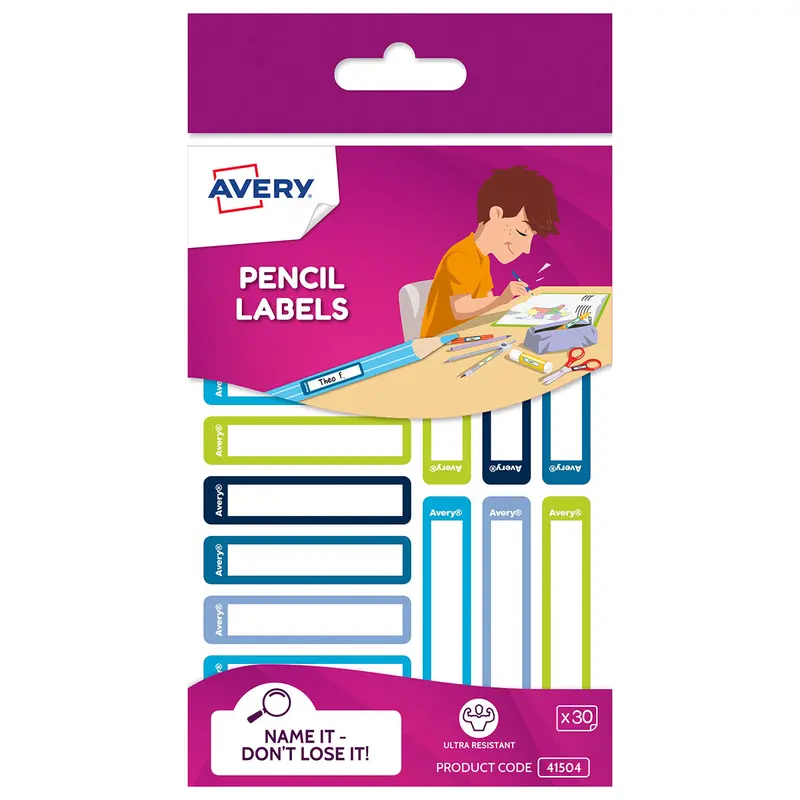 Avery Kids' Pencil Labels – 30-Count Blue & Green Set (Model 231493) 1