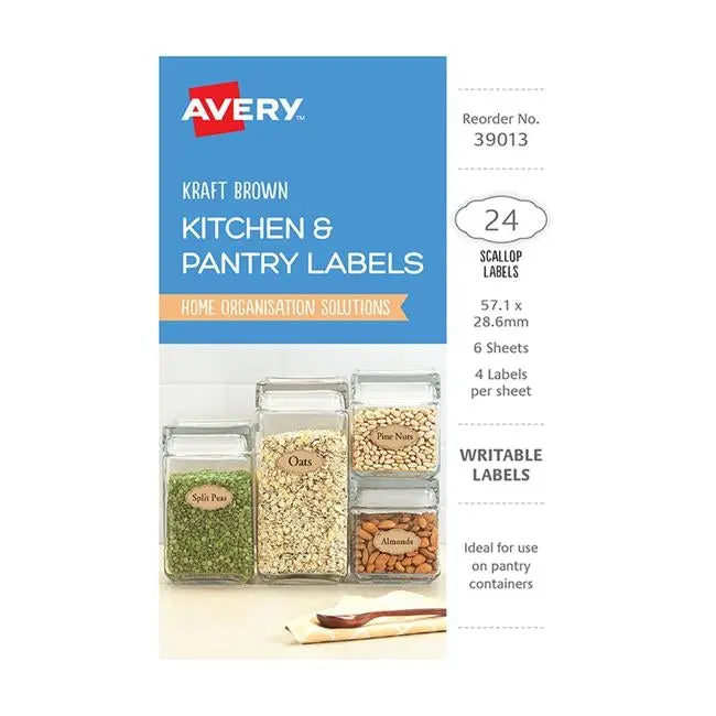 Avery Kitchen & Pantry Kraft Scallop Labels – 6 Sheets, 4 Per Sheet, 57.1 × 28.6 Mm 1