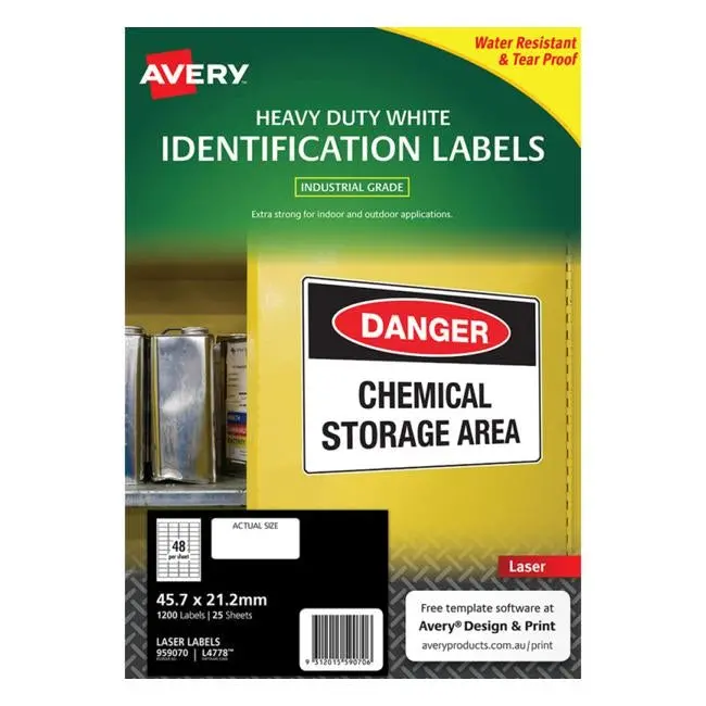 Avery L4778 Heavy-Duty Laser Id Labels – 25-Pack (45.7 × 21.2 Mm, 48 Per Sheet) 1