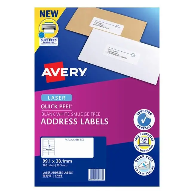 Avery L7163-20 Laser-Compatible Label Sheets – 20-Pack 1