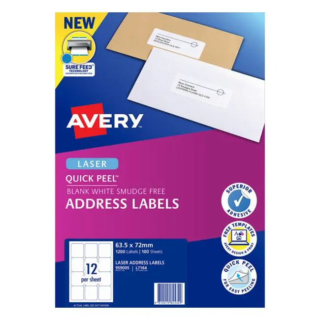 Avery L7164-100 High-Yield Laser Label Sheets – 100-Pack 1