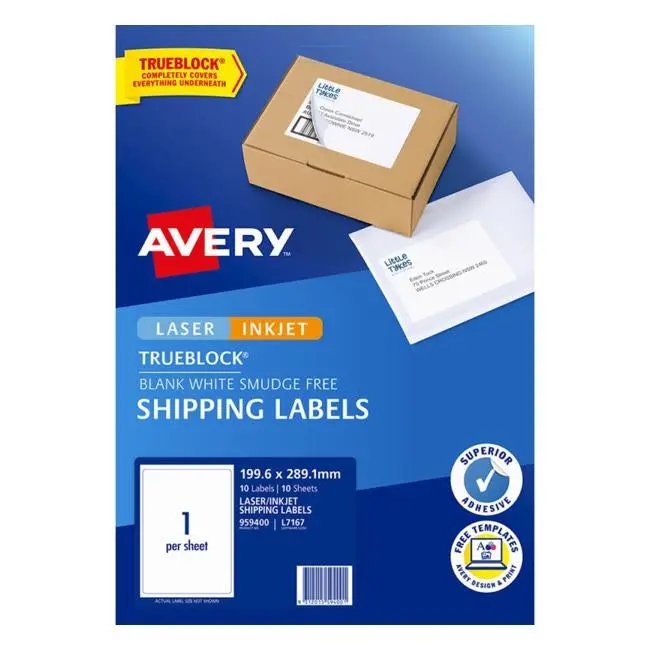 Avery L7167 Single-Label Shipping Sheets – 1 Per Sheet, 199.6 × 289.1 Mm, 10-Pack 1