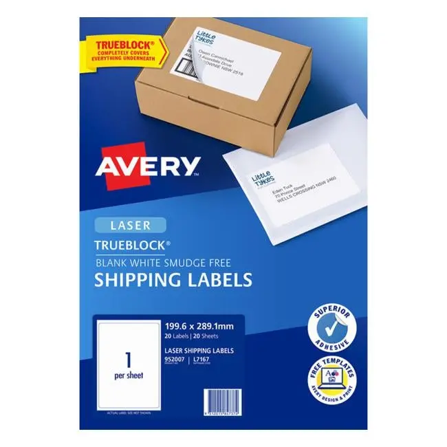 Avery L7167 Standard Adhesive Labels – 20 Sheets, Laser-Printable 1