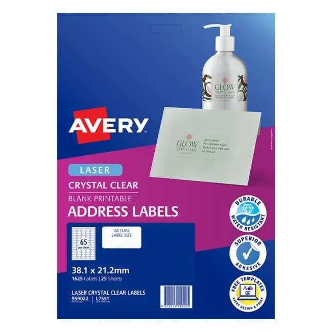 Avery L7551-25 Ultra-Transparent Label Sheets – 25-Pack 1