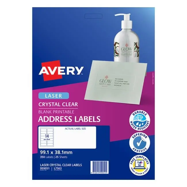 Avery L7563-25 Crystal-Clear Label Sheets – 25-Pack 1