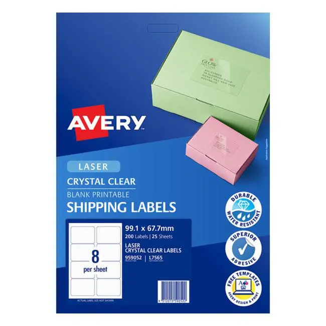Avery L7565-25 Transparent Gloss Labels – 25 Sheets, Universal Print Compatibility 1