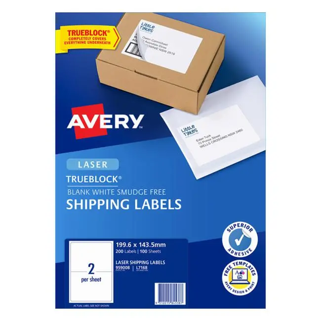 Avery Laser-Printable Labels – A4 Sheet, 1 Per Page, 100 Sheets 1