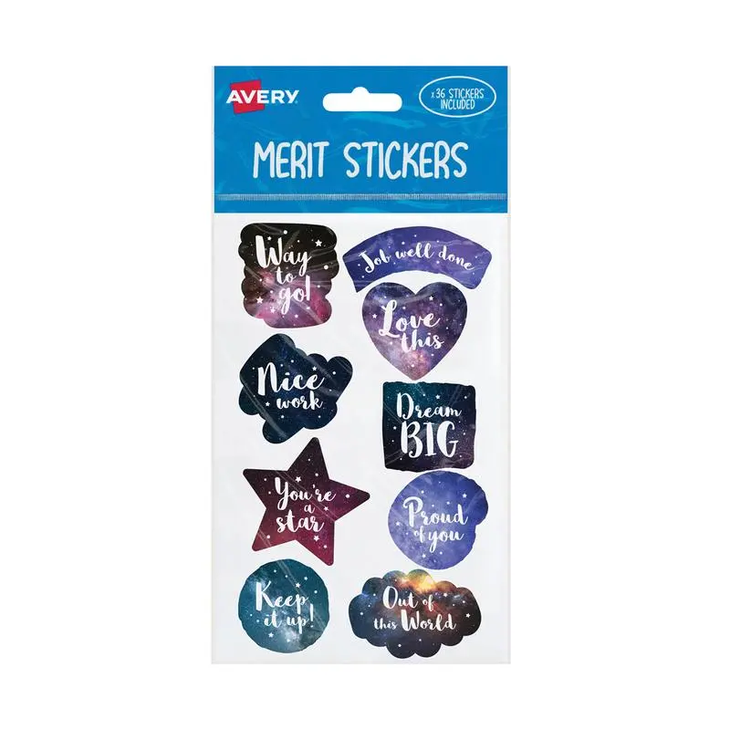 Avery Merit Decorative Stickers – 36-Piece Cosmos Design Pack (239423) 1