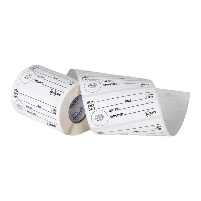 Avery Removable Shelf-Life Labels – 102 X 47 Mm White With Black Text, 500 Per Roll 1