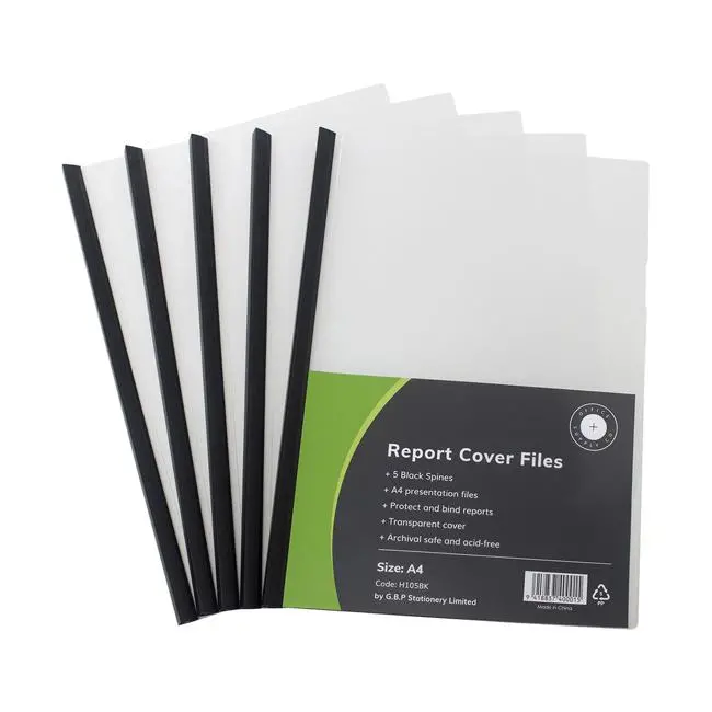 Black-Spine Clear A4 Report Covers – Pack Of 5 By Okin 1