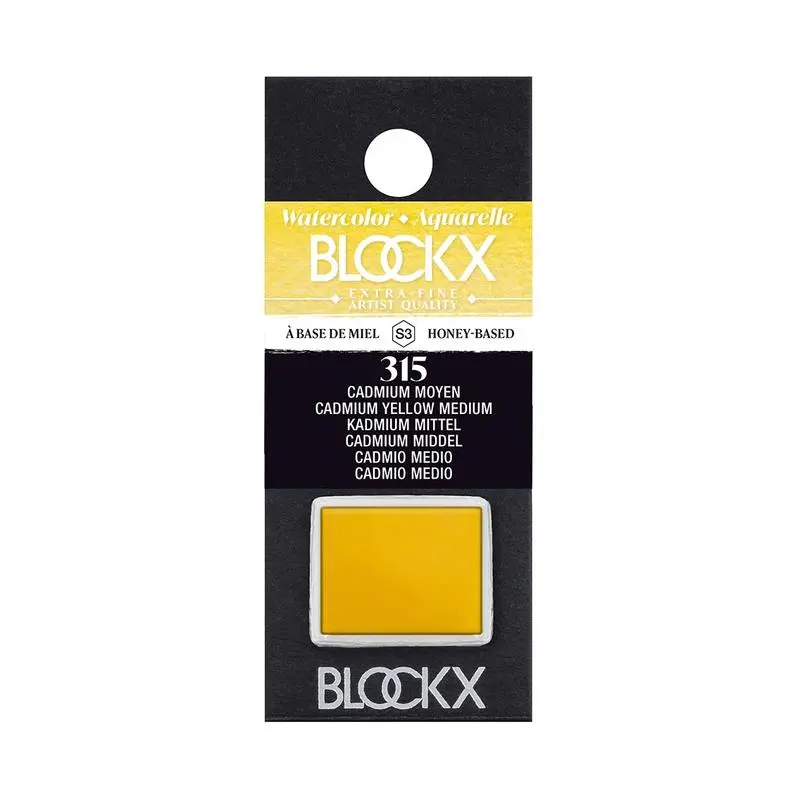 Blockx Medium Cadmium Yellow Watercolour Half Pan – Py35 Hue, Vibrant Washes 1