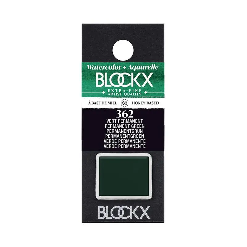 Blockx Permanent Green S3 Watercolor – Half-Pan Set, No. 362 1