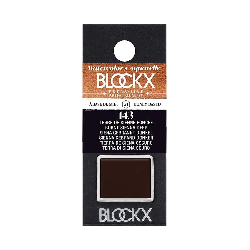 Blockx Watercolour Half Pan – Deep Burnt Sienna #143, Professional Grade 1