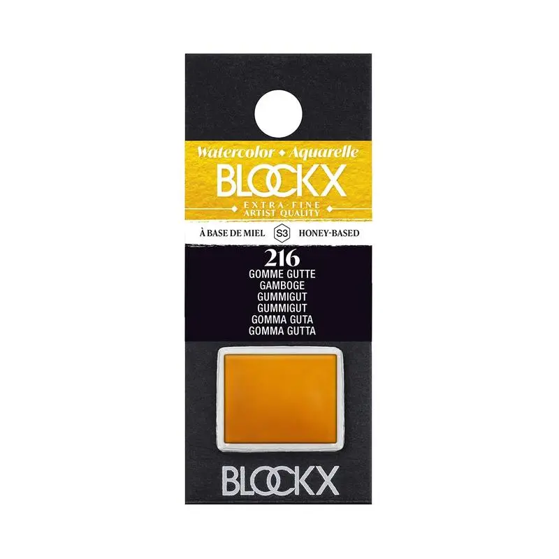 Blockx Watercolour Half Pan – Gamboge 216 S3, Lightfast Solid Paint Cake 1