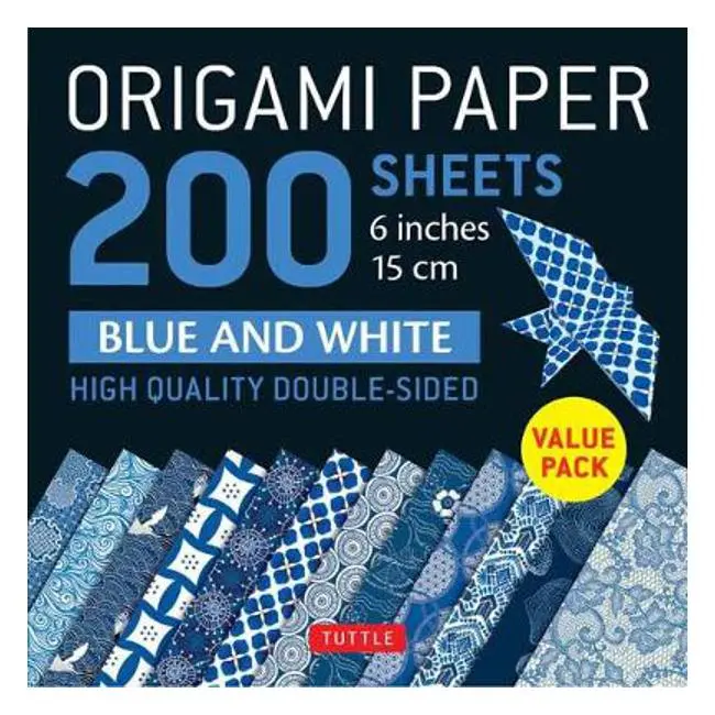 Blue-And-White Pattern Origami Paper — 200 Double-Sided Sheets, 15 Cm, 12 Designs + Projects 1