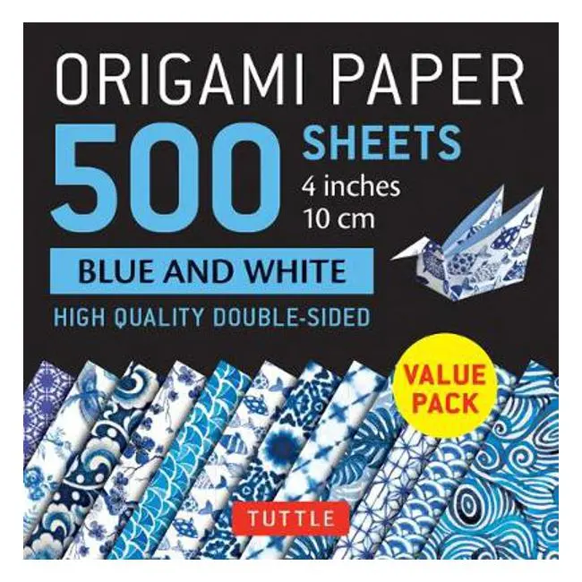 Blue-And-White Themed Origami Paper — 500 Double-Sided Sheets, 10 Cm, 12 Classic Patterns 1