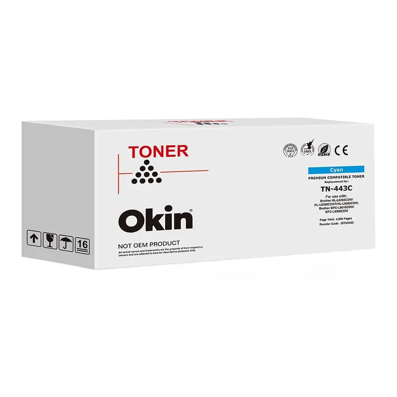 Brother Tn443 Cyan Toner Cartridge – Okin Compatible 1