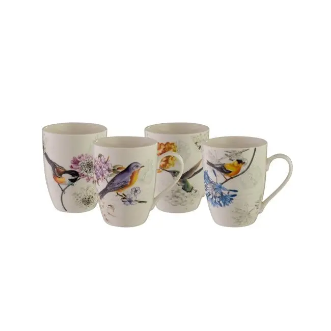 Bundanoon Coupe Mug Set – Birdsong Design, 4-Piece Ceramic Collection 1