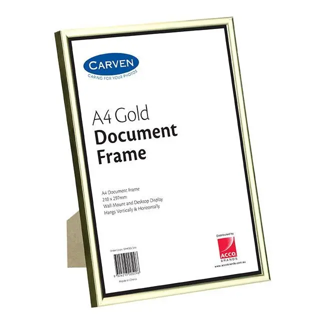 Carven Gold-Finished Document Frame – Premium A4 Mounting Solution 1