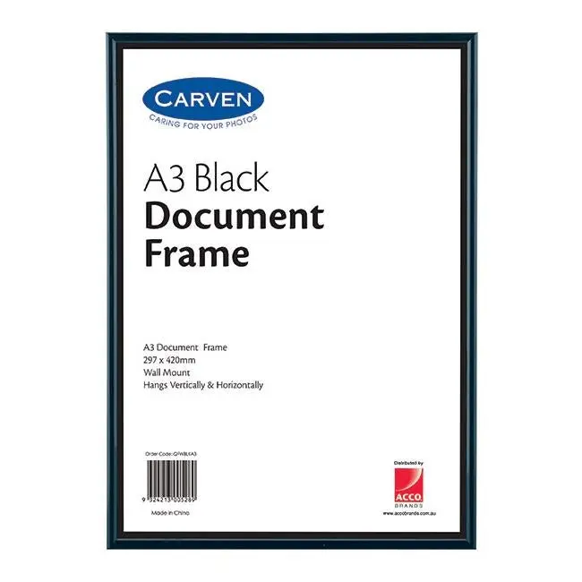 Carven Matte Black Document Frame – Professional A3 Display 1