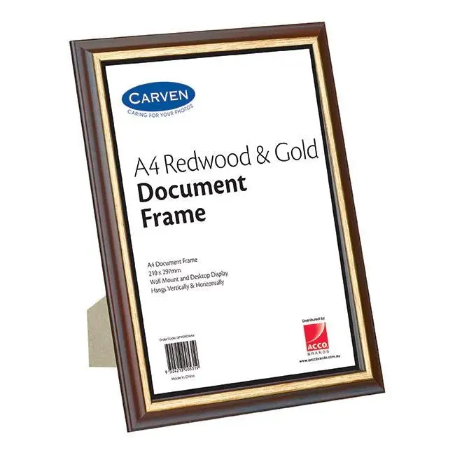 Carven Redwood & Gold Document Frame – Elegant A4 Display 1