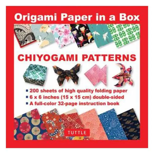 Chiyogami-Print Origami Paper Box — 200 Double-Sided Sheets, 10 Cm 1