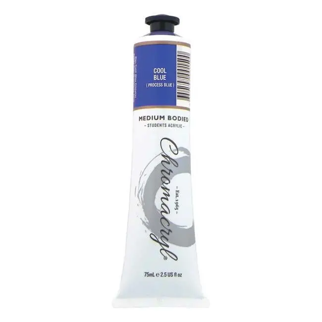 Chromacryl Cool Blue Acrylic Paint – 75 Ml, High-Pigment, Water-Based 1