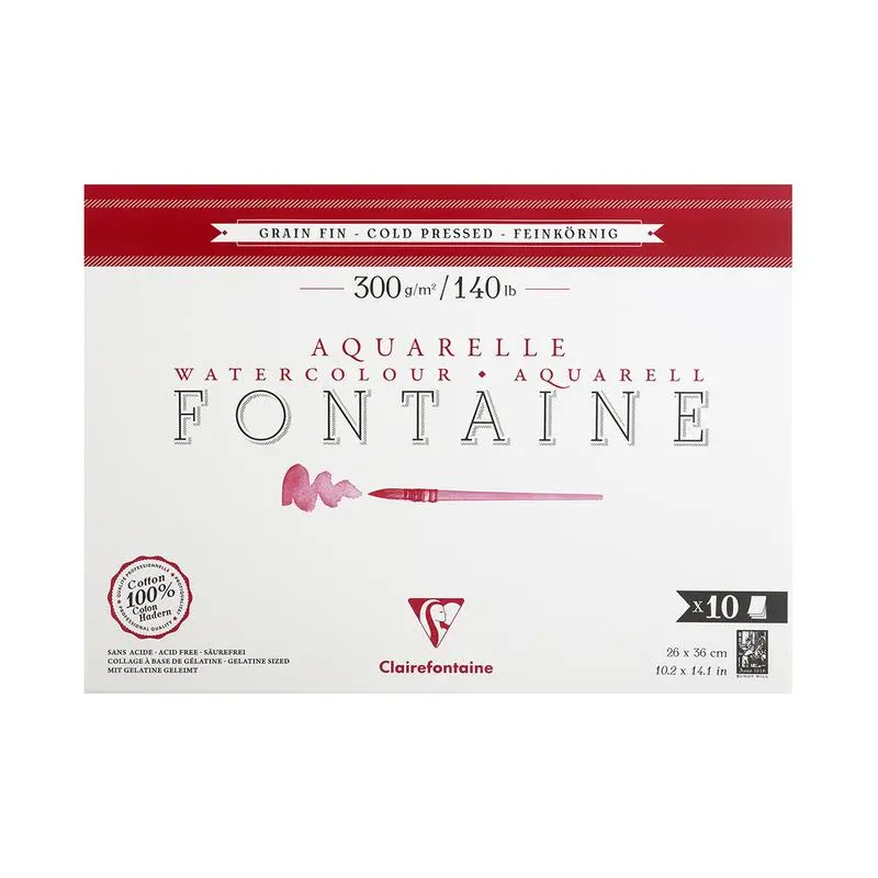 Clairefontaine Cold Press Watercolour Pad – 26×36Cm, 300Gsm 1