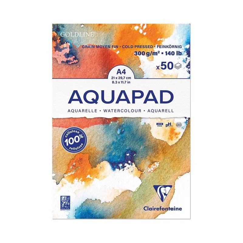 Clairefontaine Goldline Aquapad A4 – 300 Gsm Watercolor Paper, 50 Sheets 1