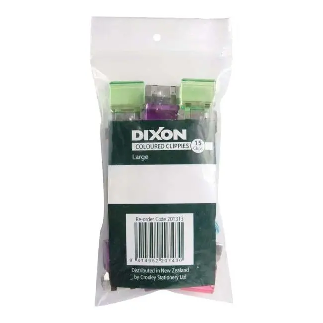 Clippie Dixon Large Colourful Paper Clips – 15-Piece Assorted Pack 1